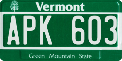 VT license plate APK603