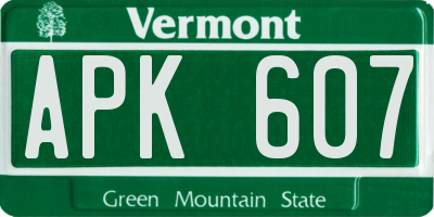 VT license plate APK607