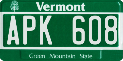 VT license plate APK608