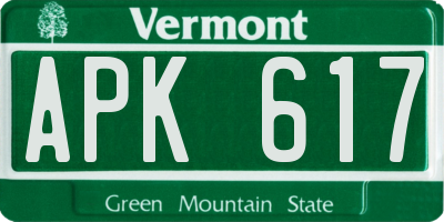 VT license plate APK617