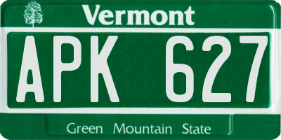 VT license plate APK627