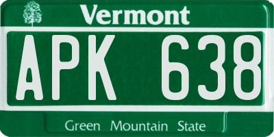 VT license plate APK638