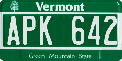 VT license plate APK642