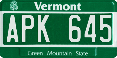 VT license plate APK645