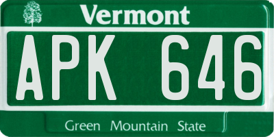 VT license plate APK646
