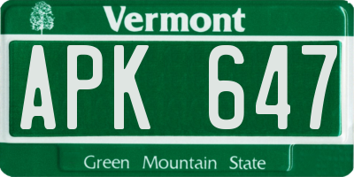 VT license plate APK647