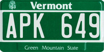 VT license plate APK649