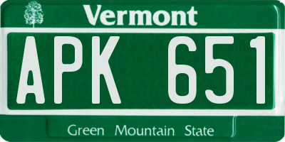 VT license plate APK651