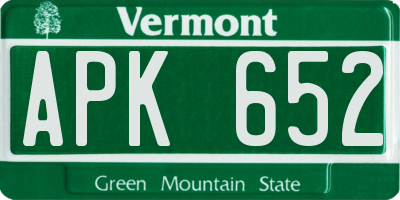 VT license plate APK652