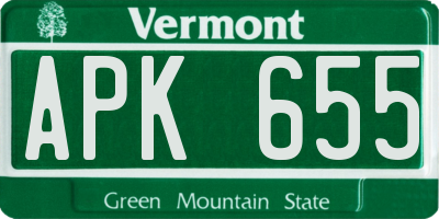 VT license plate APK655