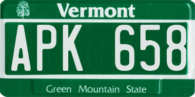 VT license plate APK658