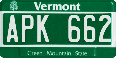 VT license plate APK662