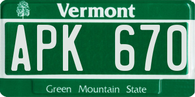 VT license plate APK670