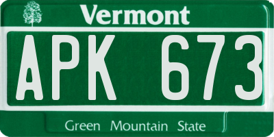 VT license plate APK673