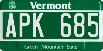 VT license plate APK685