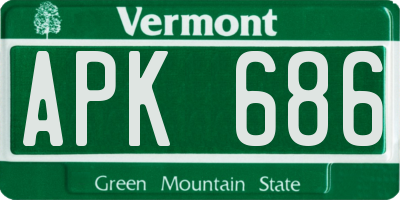 VT license plate APK686