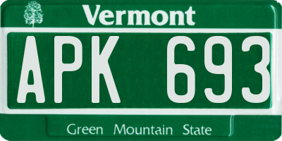 VT license plate APK693