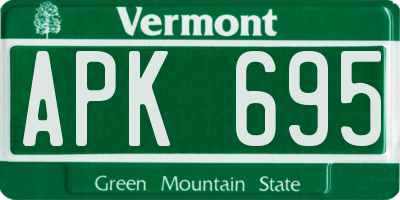 VT license plate APK695