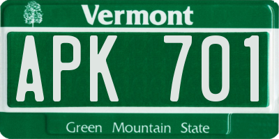 VT license plate APK701