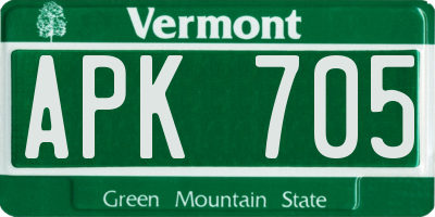 VT license plate APK705