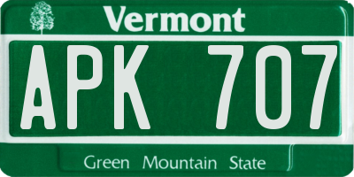 VT license plate APK707
