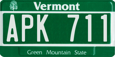 VT license plate APK711