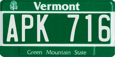 VT license plate APK716