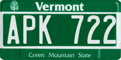 VT license plate APK722
