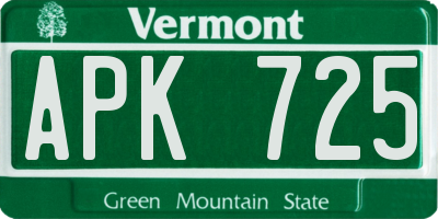 VT license plate APK725