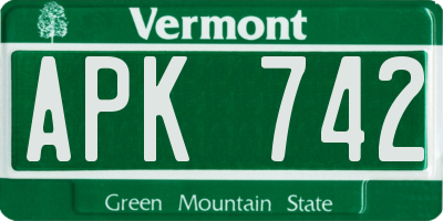 VT license plate APK742