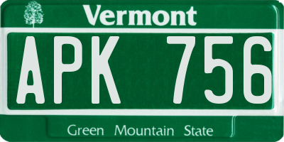 VT license plate APK756