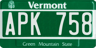 VT license plate APK758