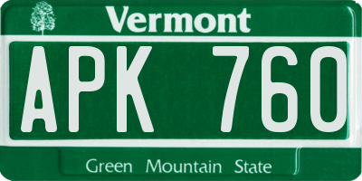 VT license plate APK760