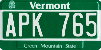 VT license plate APK765