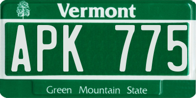 VT license plate APK775