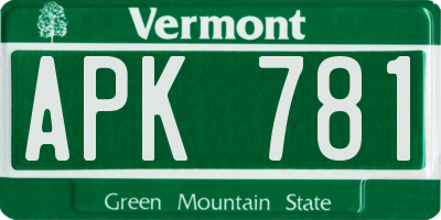 VT license plate APK781