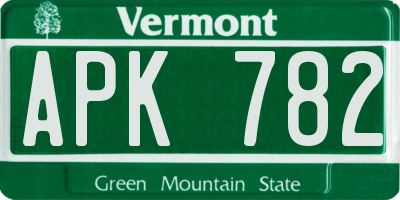 VT license plate APK782