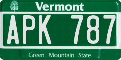 VT license plate APK787