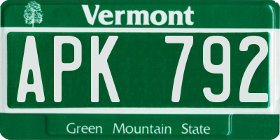 VT license plate APK792