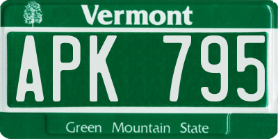 VT license plate APK795