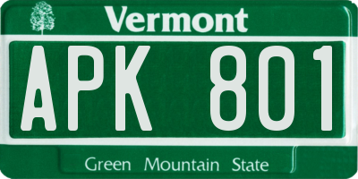 VT license plate APK801