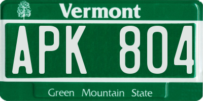 VT license plate APK804