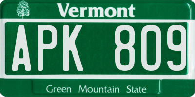 VT license plate APK809