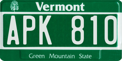 VT license plate APK810