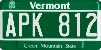 VT license plate APK812