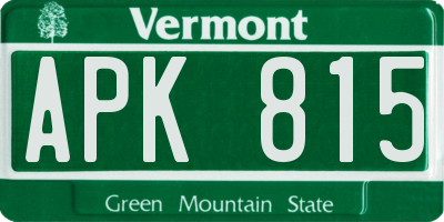 VT license plate APK815