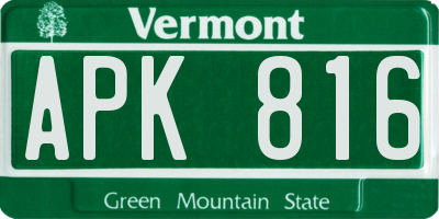 VT license plate APK816