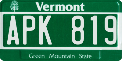 VT license plate APK819