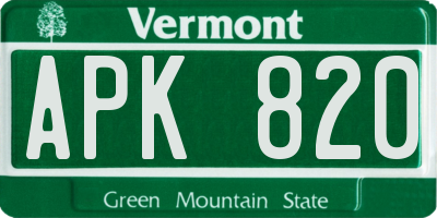 VT license plate APK820