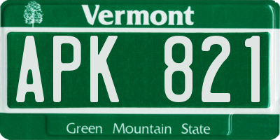 VT license plate APK821